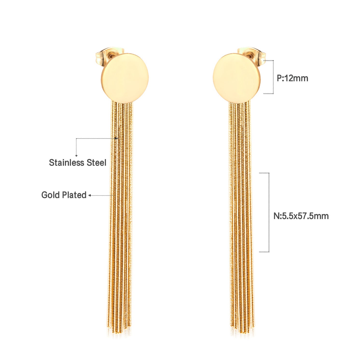Wholesale Long Stainless Steel Chain Niche Retro Geometric Tassel Earrings